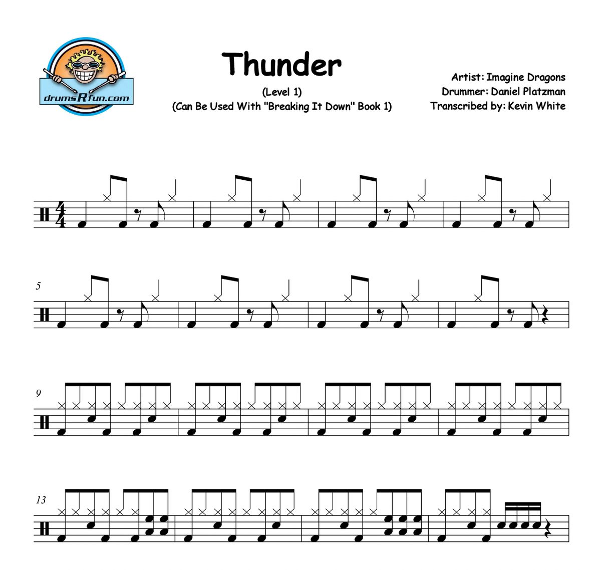 Imagine Dragons, Thunder Drum Transcription Level 1